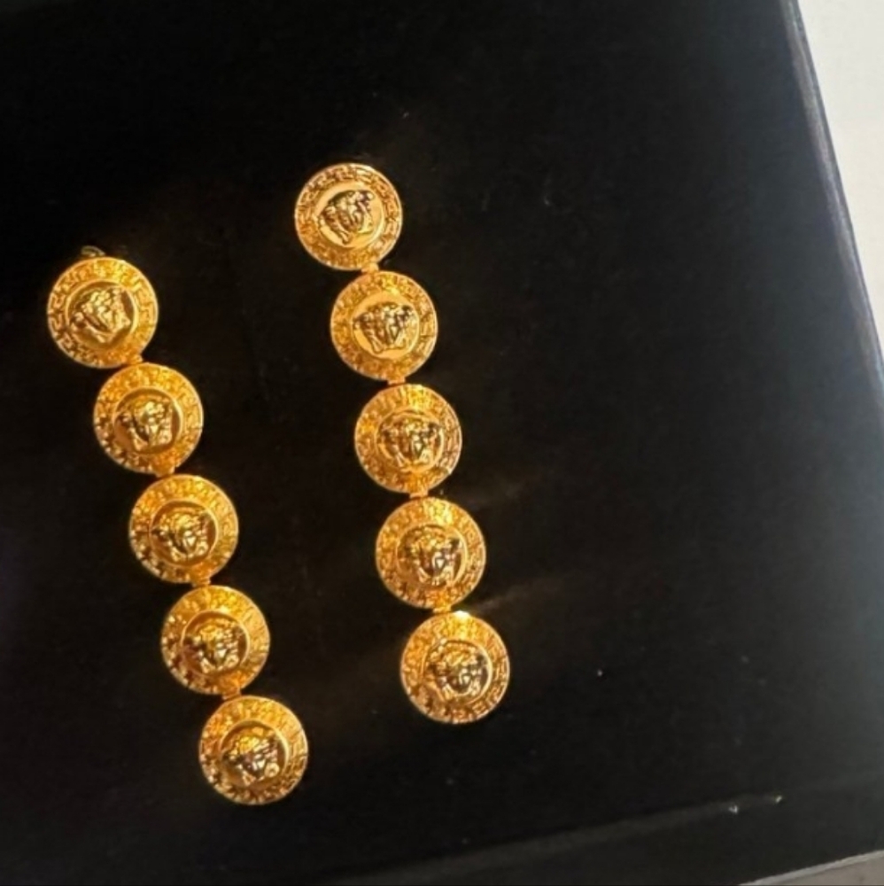 Gold Medusa Coin Earrings